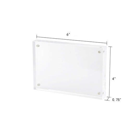 4X6 2 Pack Acrylic Picture Frame, Clear Double-sided Magnetic Photo Frame, Thick Frameless Stand, Bedroom, Desktop, Clear Acrylic Frame