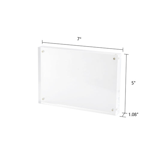 5x7 2 Pack Acrylic Picture Frame, Clear Double-sided Magnetic Photo Frame, Thick Frameless Stand, Bedroom, Desktop, Clear Acrylic Frame