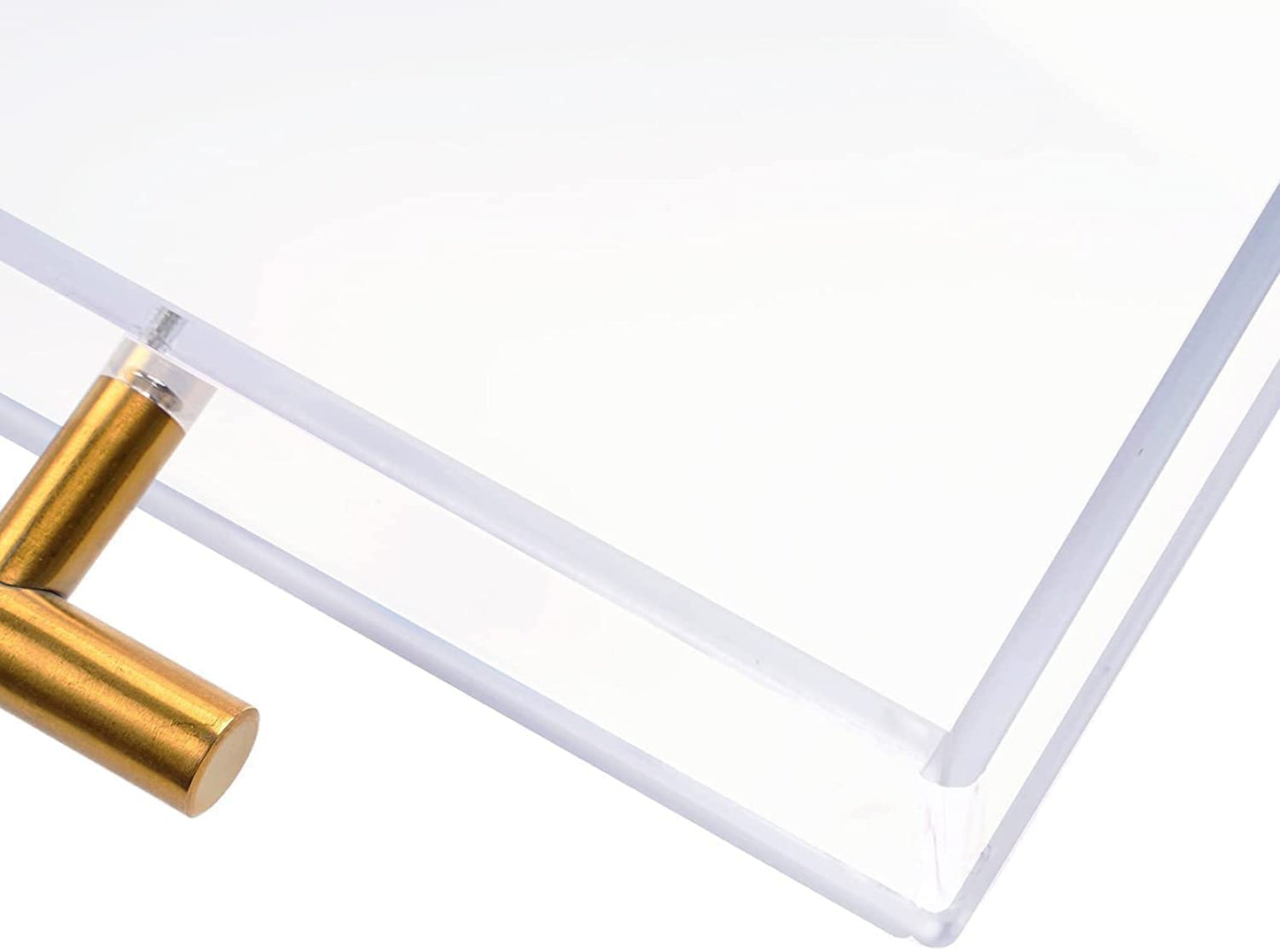 Large Clear Acrylic Serving Tray with Gold Handles Decorative Tray Organizer (12x16 Inches)