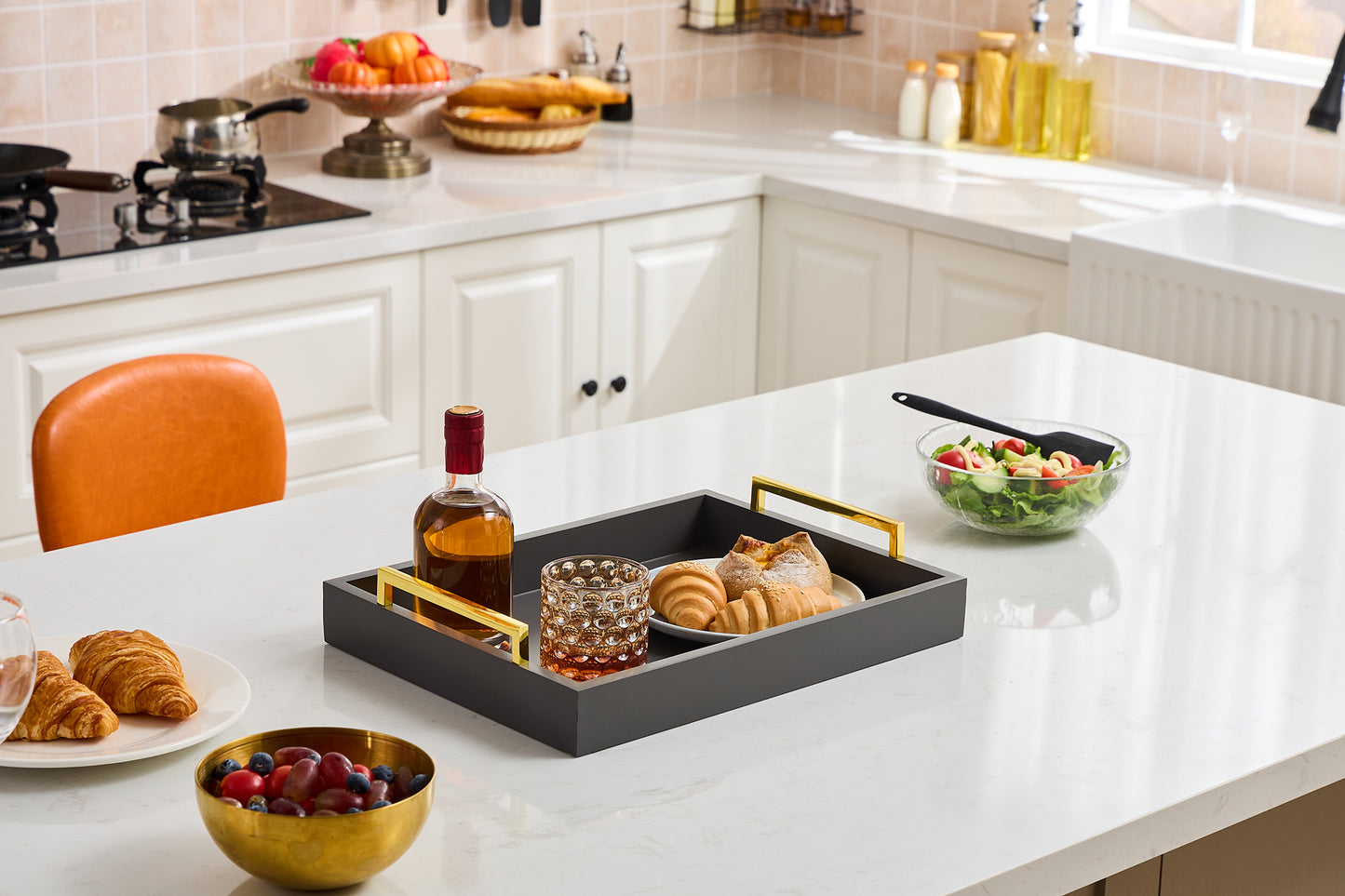 16"x12" wood serving tray table decor breakfast tray