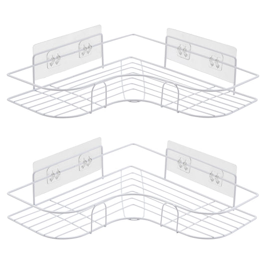 2-Pack Adhesive Corner Shower Caddy – 40 lbs Capacity, No Drilling – White