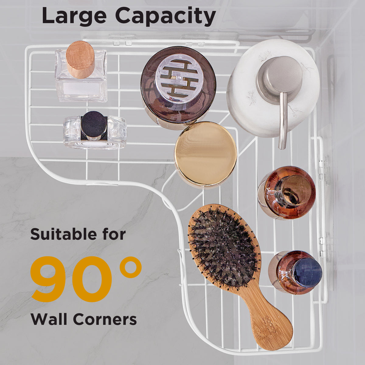 Corner Shower Caddy, 2 Pack Adhesive Shower Corner Organizer Shelves, No Drilling Stainless Steel Shower Storage Rack for Bathroom, Dorm and Kitchen, Black