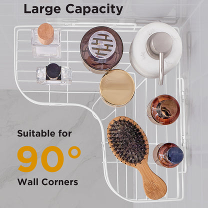 Corner Shower Caddy, 2 Pack Adhesive Shower Corner Organizer Shelves, No Drilling Stainless Steel Shower Storage Rack for Bathroom, Dorm and Kitchen, Black