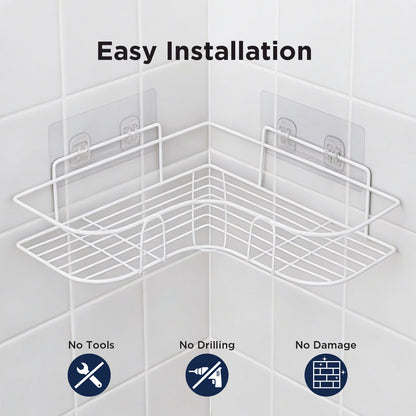 Corner Shower Caddy, 2 Pack Adhesive Shower Corner Organizer Shelves, No Drilling Stainless Steel Shower Storage Rack for Bathroom, Dorm and Kitchen, Black