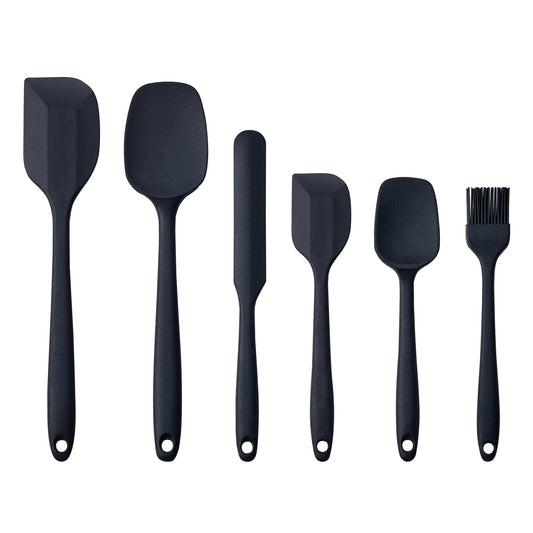 6-Piece Silicone Spatula Set – 500°F Heat Resistant Kitchen Utensils – Black