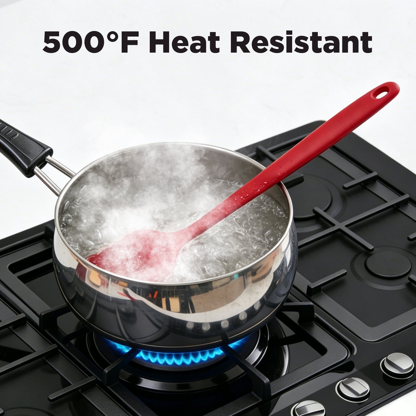 Silicone Spatula Set 6 Piece Kitchen Utensils for Cooking Baking and Mixing Heat Resistant Non Stick Rubber Spatula with 480 Degrees Fahrenheit Heat Resistant, Red