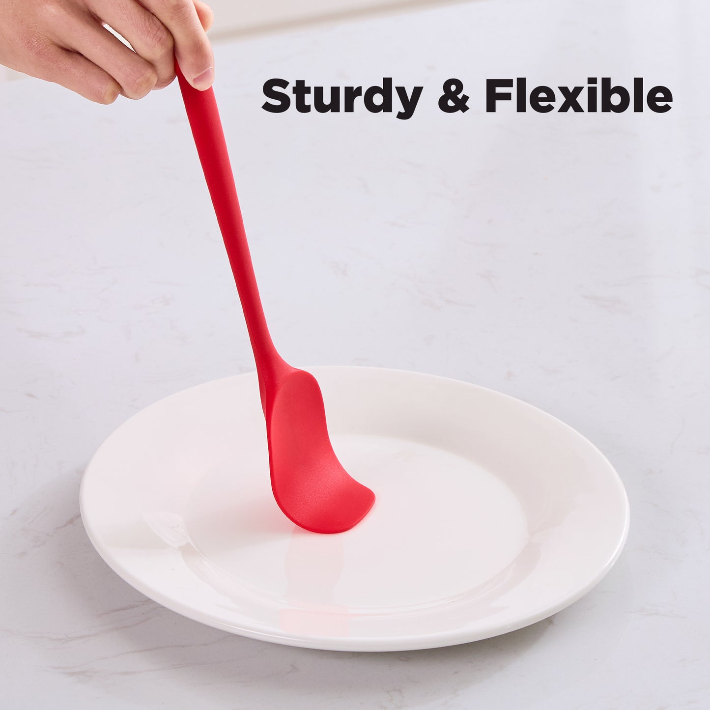 Silicone Spatula Set 6 Piece Kitchen Utensils for Cooking Baking and Mixing Heat Resistant Non Stick Rubber Spatula with 480 Degrees Fahrenheit Heat Resistant, Red