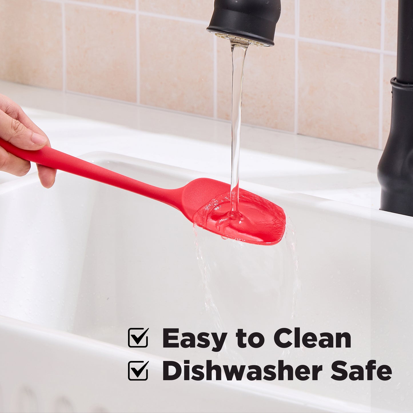 Silicone Spatula Set 6 Piece Kitchen Utensils for Cooking Baking and Mixing Heat Resistant Non Stick Rubber Spatula with 480 Degrees Fahrenheit Heat Resistant, Red