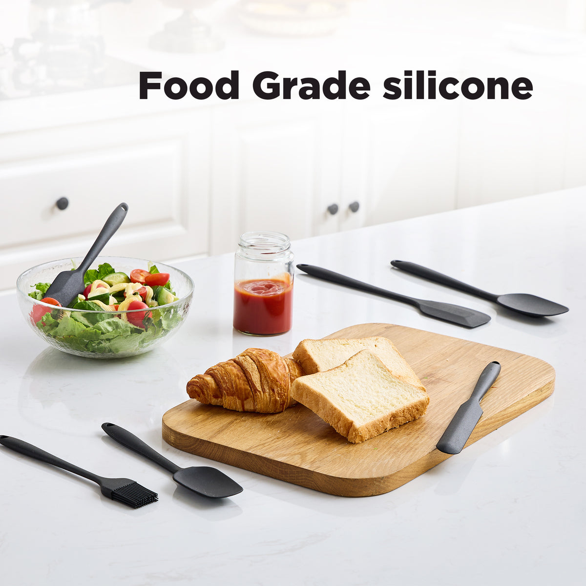 6-Piece Silicone Spatula Set – 500°F Heat Resistant Kitchen Utensils – Black