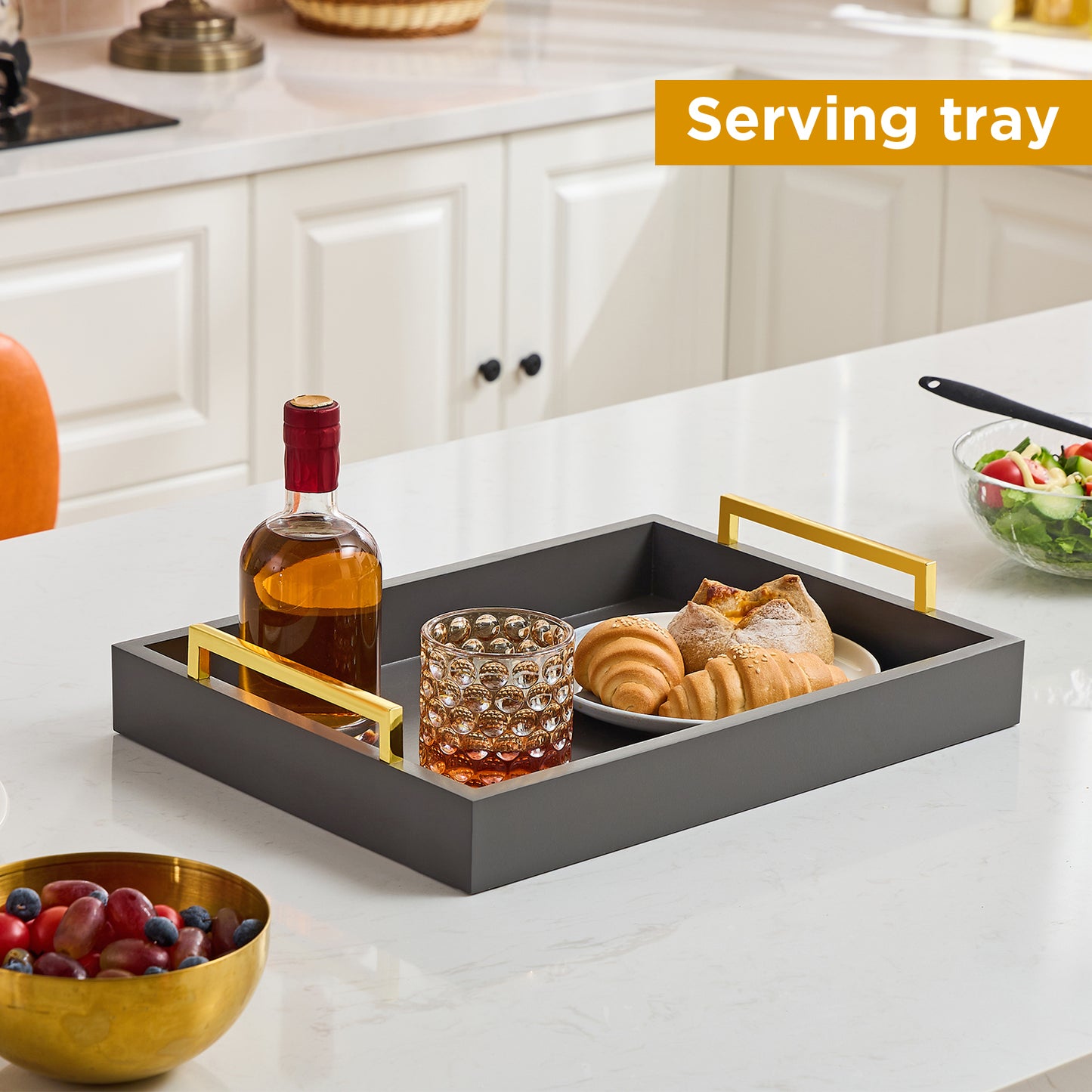 16"x12" wood serving tray table decor breakfast tray