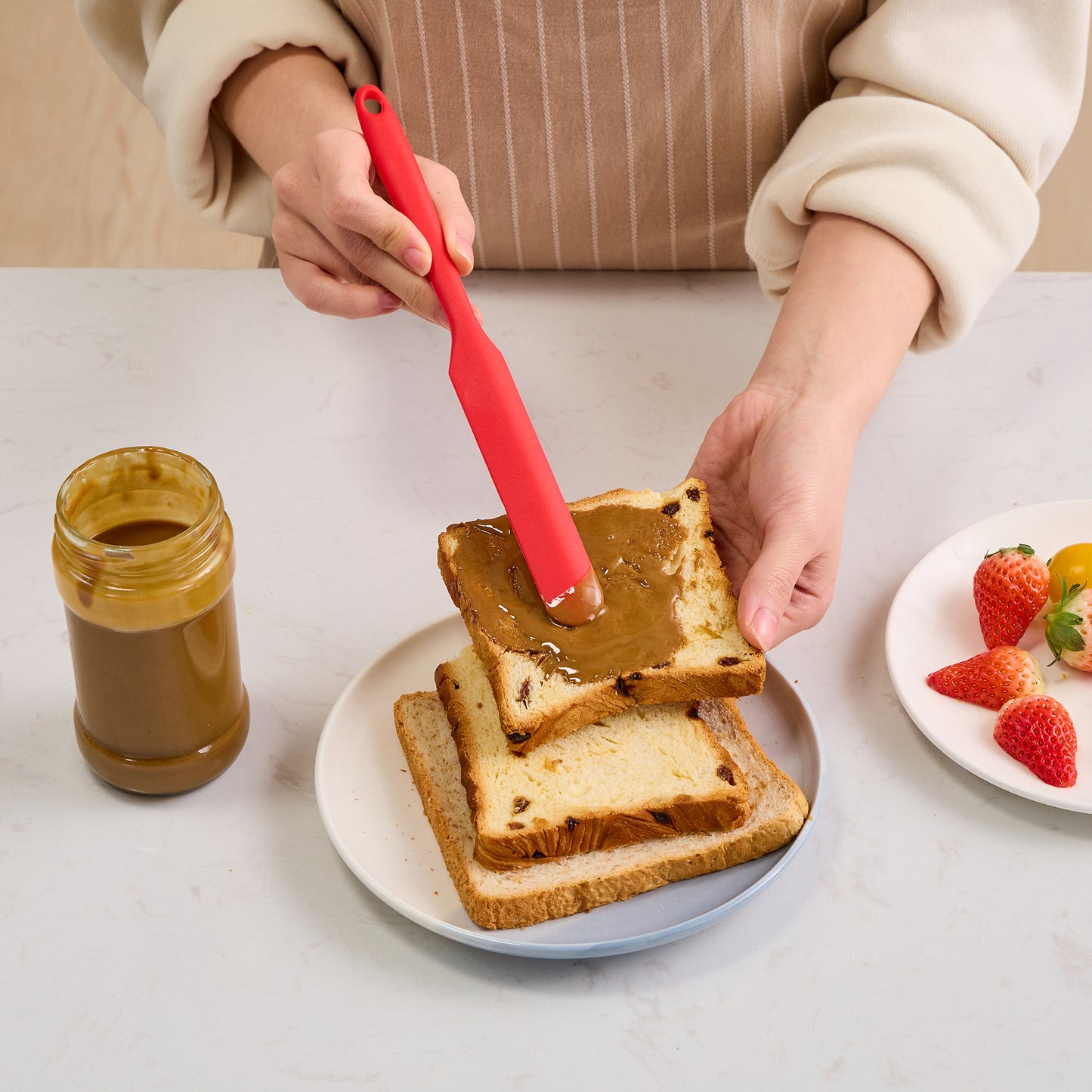 Silicone Spatula Set 6 Piece Kitchen Utensils for Cooking Baking and Mixing Heat Resistant Non Stick Rubber Spatula with 480 Degrees Fahrenheit Heat Resistant, Red