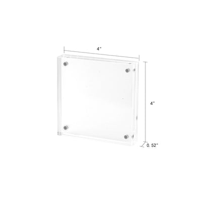 4x4 2 Pack Acrylic Picture Frame, Clear Double-sided Magnetic Photo Frame, Thick Frameless Stand, Bedroom, Desktop, Clear Acrylic Frame