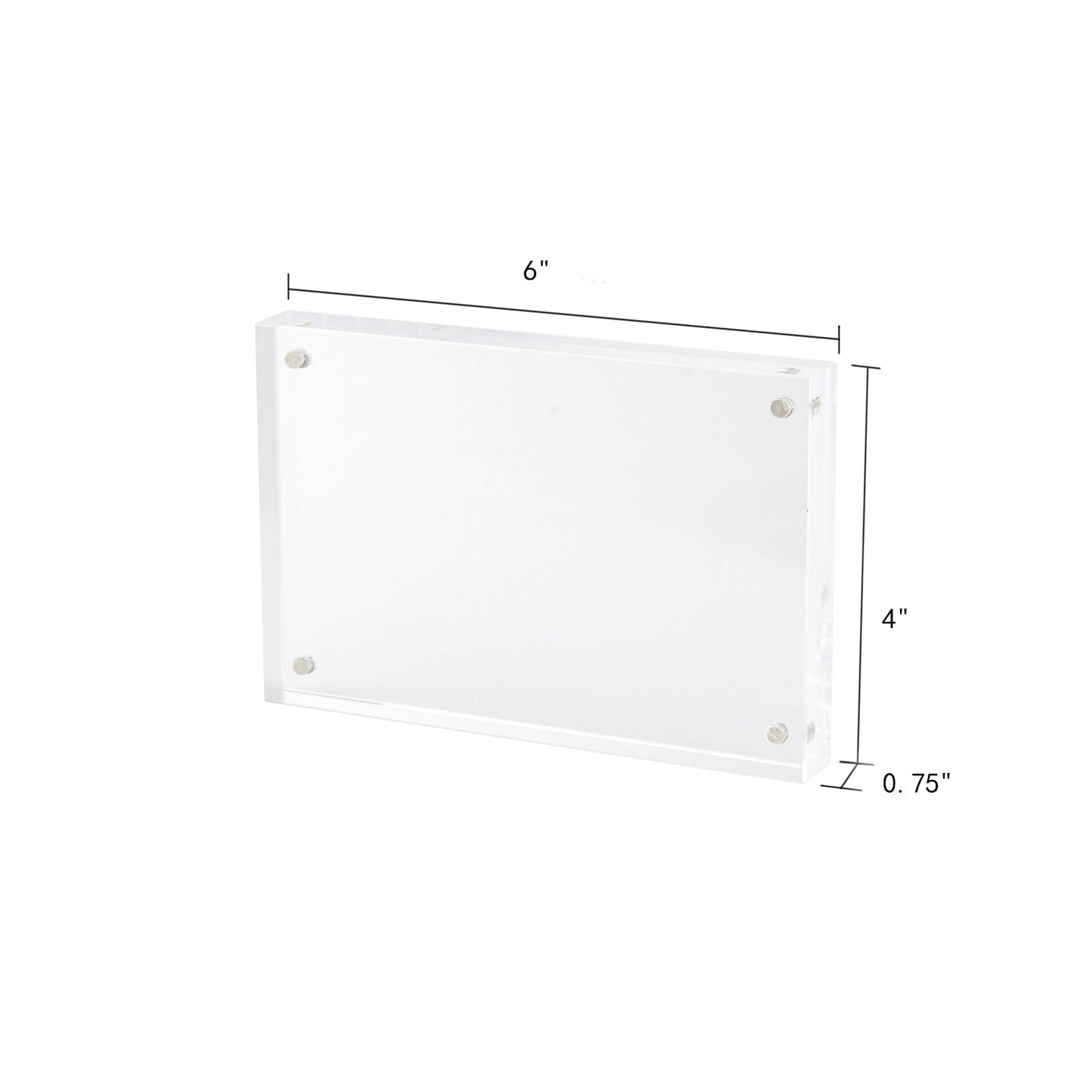 4X6 2 Pack Acrylic Picture Frame, Clear Double-sided Magnetic Photo Frame, Thick Frameless Stand, Bedroom, Desktop, Clear Acrylic Frame