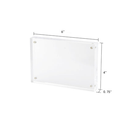4X6 2 Pack Acrylic Picture Frame, Clear Double-sided Magnetic Photo Frame, Thick Frameless Stand, Bedroom, Desktop, Clear Acrylic Frame