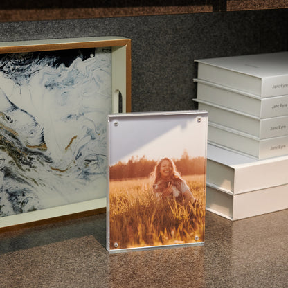 5x7 2 Pack Acrylic Picture Frame, Clear Double-sided Magnetic Photo Frame, Thick Frameless Stand, Bedroom, Desktop, Clear Acrylic Frame