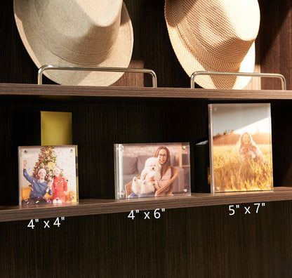 5x7 2 Pack Acrylic Picture Frame, Clear Double-sided Magnetic Photo Frame, Thick Frameless Stand, Bedroom, Desktop, Clear Acrylic Frame