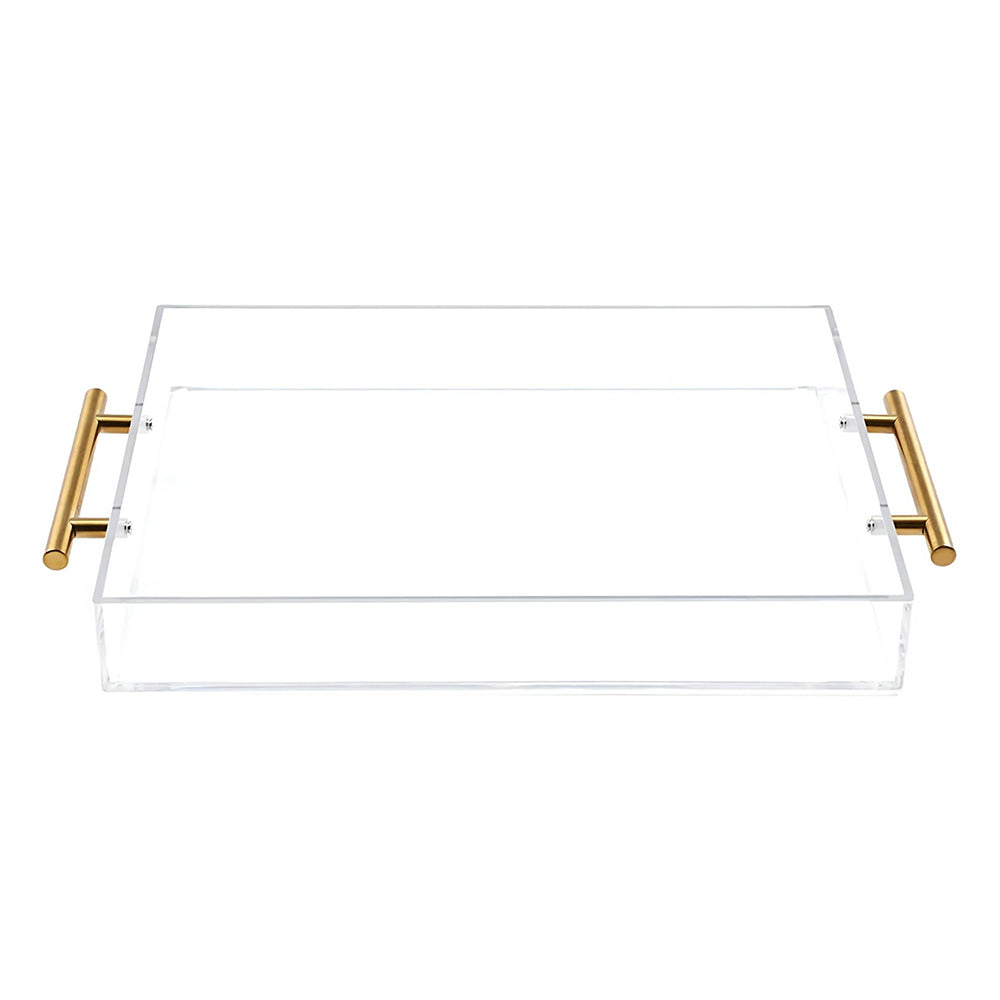 11x14 Clear Acrylic Serving Tray,Golden Handles – Moonlit pond