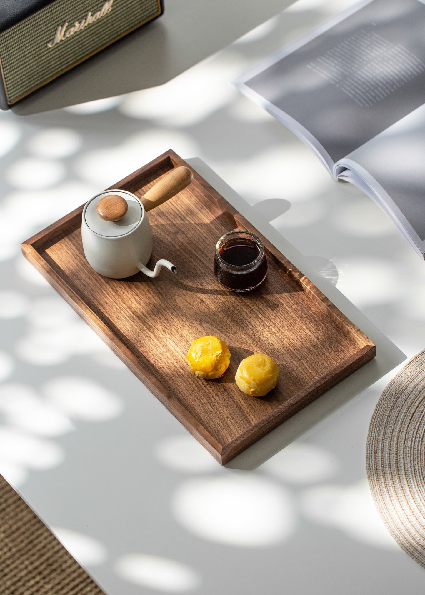 Black Wooden Serving Tray, 16*12*2 inches