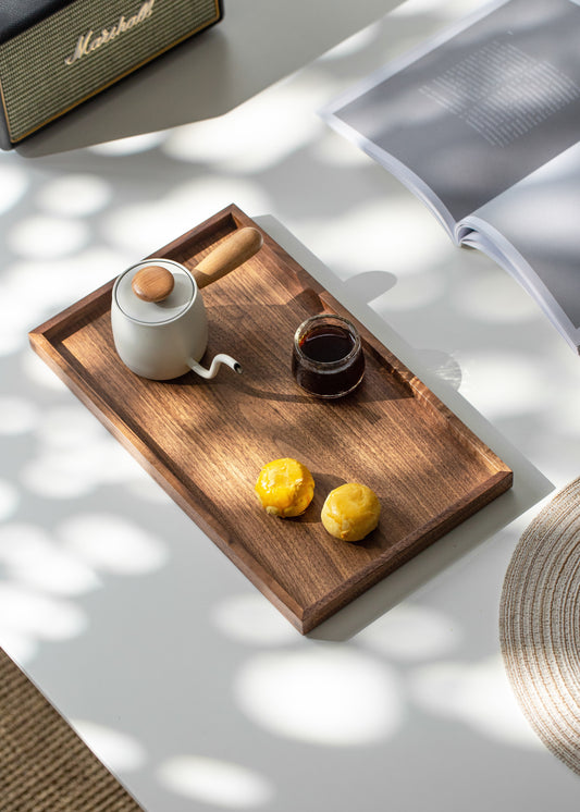 Black Wooden Serving Tray, 16*12*2 inches