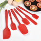 Silicone Spatula Set 6 Piece Kitchen Utensils for Cooking Baking and Mixing Heat Resistant Non Stick Rubber Spatula with 480 Degrees Fahrenheit Heat Resistant, Red