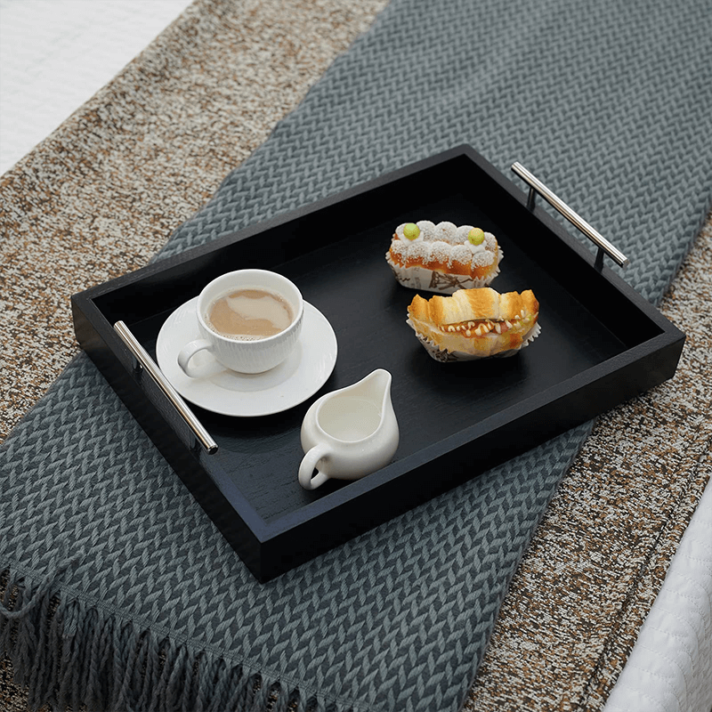 16"x12" Wooden Serving Tray, Black